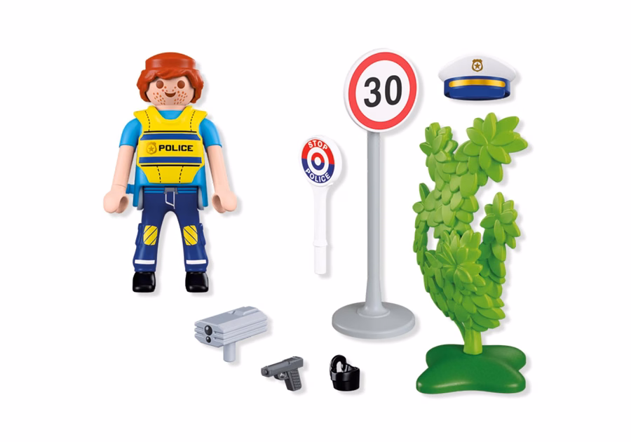 Police officer with speed detector