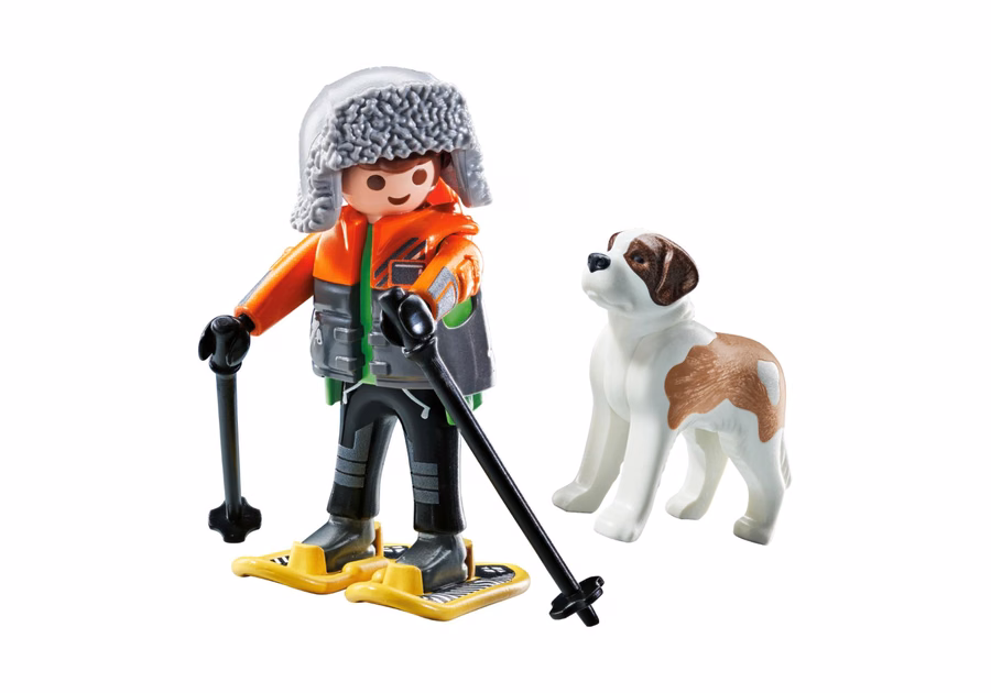 Hiker with Saint Bernard
